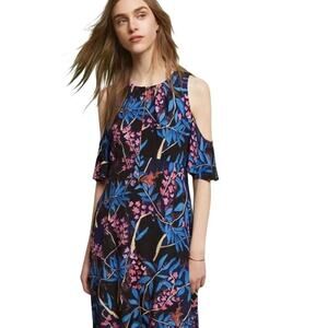 ANTHROPOLOGIE MAEVE EILIA COLD SHOULDER TROPICAL FLORAL DRESS